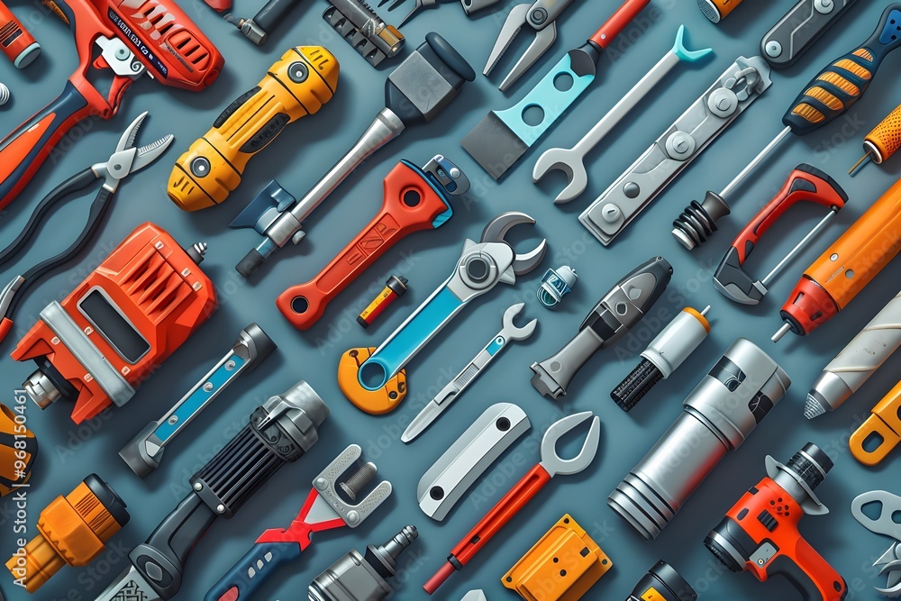 Poster A Colorful Array of Essential Tools for Every DIY Enthusiast