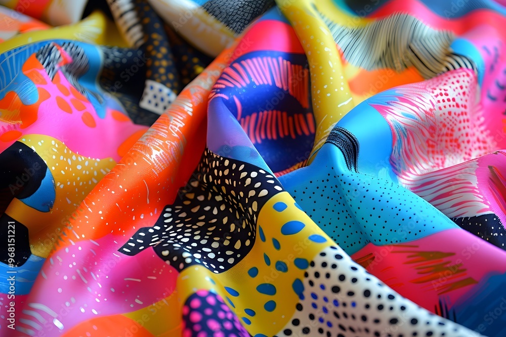 Aufkleber vibrant and colorful fabric with abstract patterns