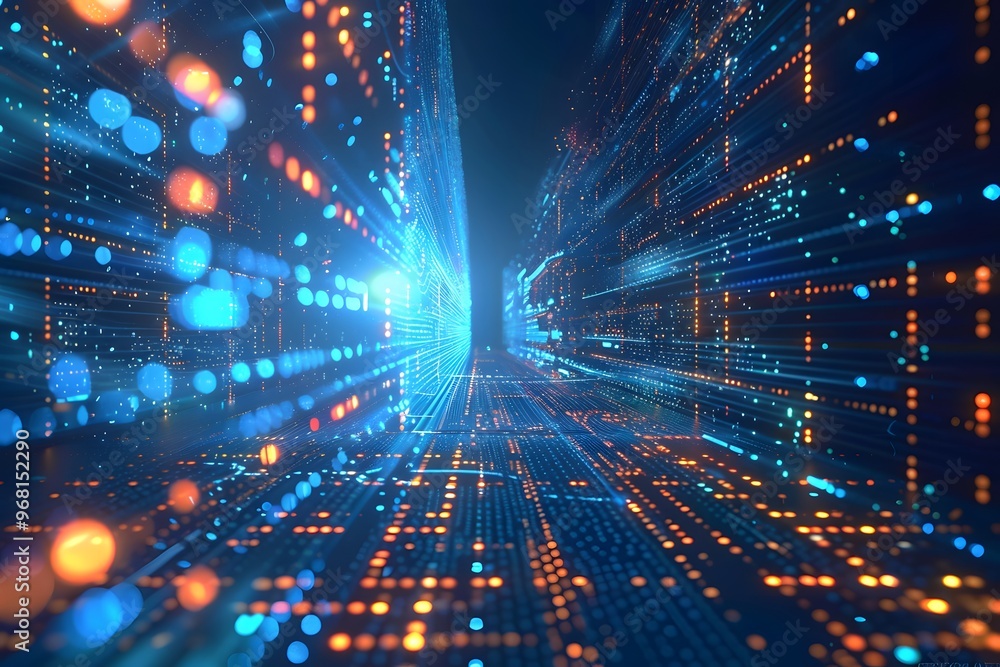Poster futuristic data stream: a glimpse into the digital universe