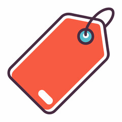 A red tag with a blue circle on it