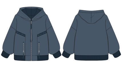 Zipp through Hoodie Design Vector Illustration