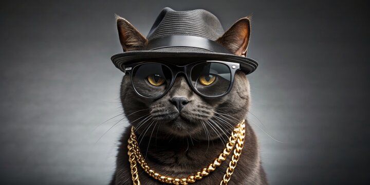 The Feline Gangster A Portrait of a Cool Cat Wearing Sunglasses and a Fedora, pet portrait, cat photography, cool cat