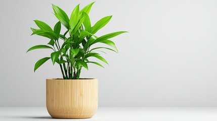 Obraz premium Personalized Engraved Bamboo Plant Pot - Eco-Friendly Gift Concept in 3D Illustration