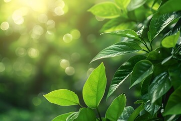 Lush Green Leaves Glowing in Soft Natural Light