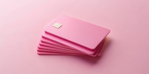 Pink Credit Cards Stacked on Pink Background, credit cards, pink, minimal, stack