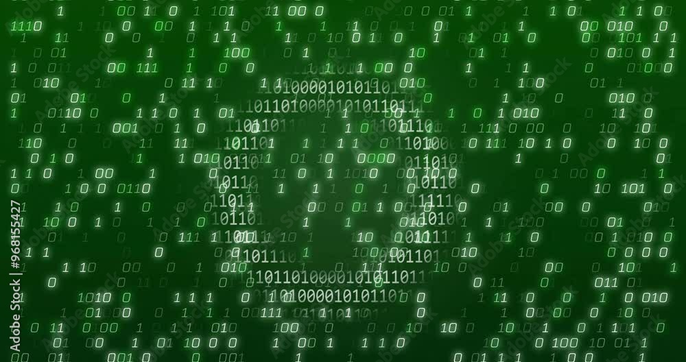 Poster animation of binary coding in circles over binary coding