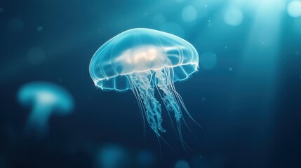 Bioluminescent Jellyfish Underwater Photography