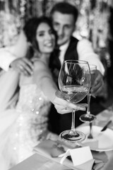 portrait of the newlyweds at the presidium