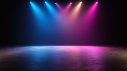 Obraz premium Colorful Stage Lights on Empty Floor