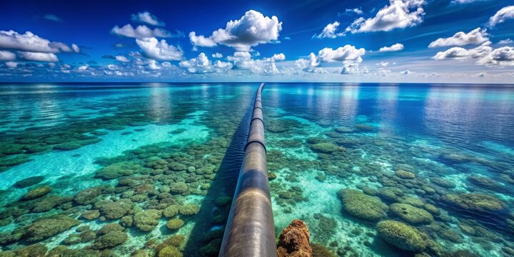 Seabed Pipeline An Aerial View of a Pipe in the Ocean, Underwater, Tropical Water, sea, water, pipe