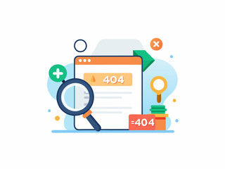 illustration 404 error page not found banner Flat design Web Template