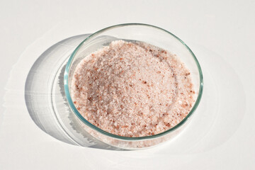 Himalayan salt in a petri dish