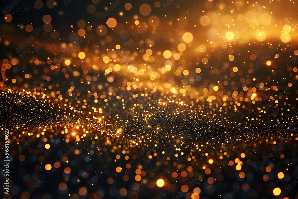 Poster captivating golden bokeh: a dazzling display of light and sparkle