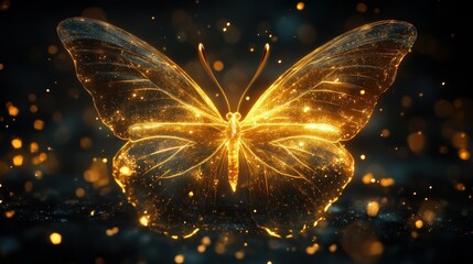 a glowing butterfly with bokeh background