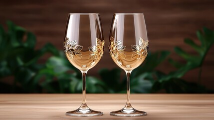 Elegant Personalized Wine Glass Set for Celebratory Occasions - 3D Illustration
