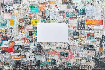 Fototapeta premium Blank White Poster on a Wall Covered in Old Posters