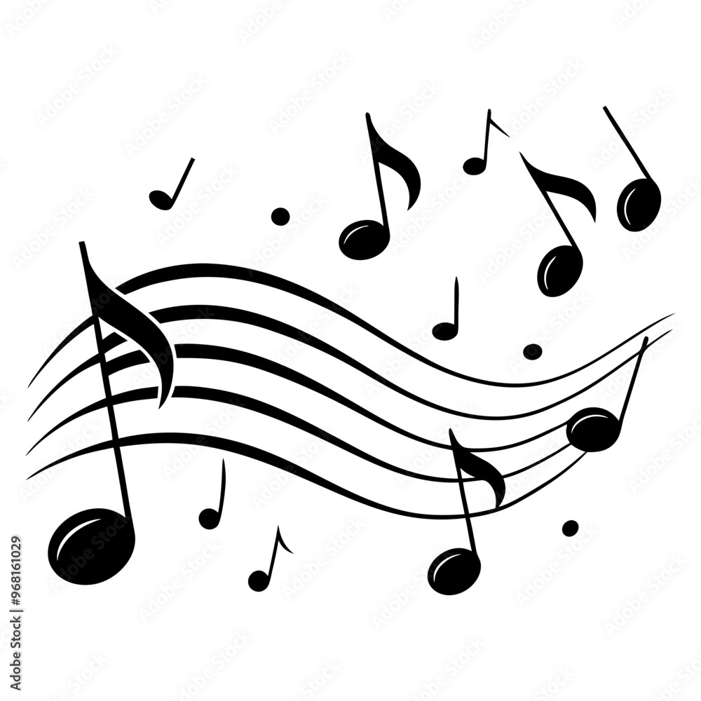 Aufkleber musical background with notes. flying music notes. song notation in flat design. vector illustration