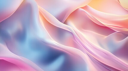 Obraz premium Flowing satin fabric in shades of pink and blue on a soft gradient background