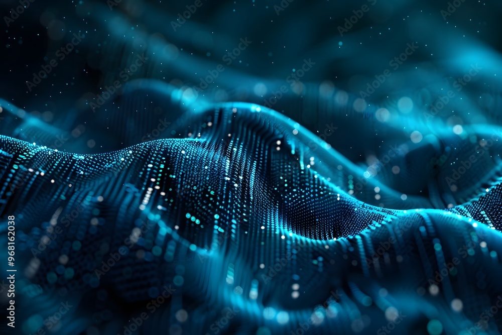 Poster captivating digital waves: a stunning visualization of data in motion