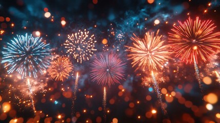 vibrant fireworks illuminating the night sky, symbolizing a joyful occasion a banner design idea