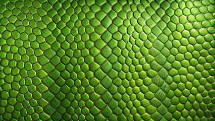 Vibrant green snake skin texture with a hexagonal pattern for design purposes