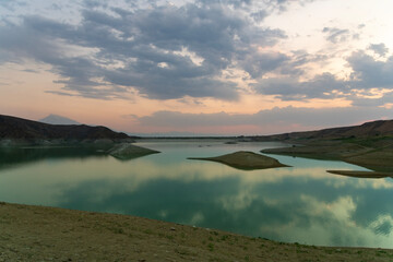 Beautiful sunset over the lake.
