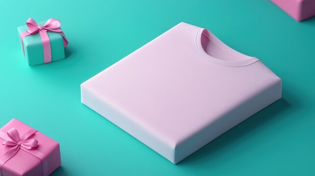 Personalized Message on Custom T-Shirt with Chic Gift Wrap - Vibrant 3D Illustration for Stylish Gifting