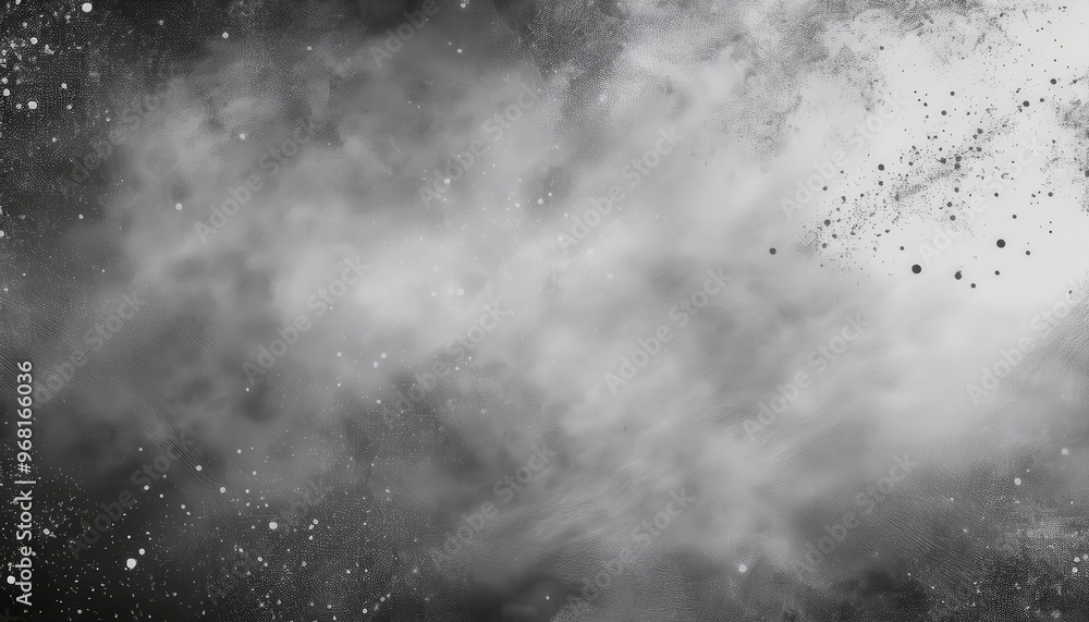 Poster Abstract Ethereal Fog. Soft Gradient of Misty Grayscale Textures with Subtle Splatter and Brushstroke Details Blending into a Dreamlike, Light-Infused Cloudscape