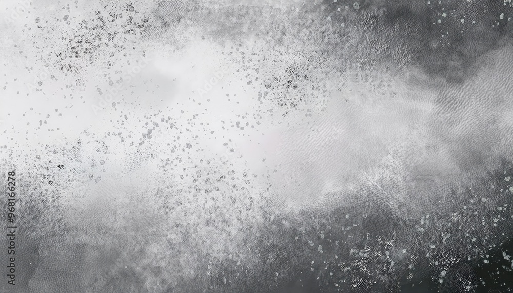 Poster Abstract Ethereal Fog. Soft Gradient of Misty Grayscale Textures with Subtle Splatter and Brushstroke Details Blending into a Dreamlike, Light-Infused Cloudscape