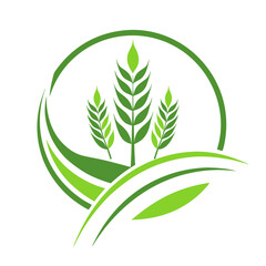 Agronomy logo icon. Agriculture logo design. Agronomy logo with plants on a fields. Vector illustration.