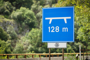 Motorway sign for bridge on the road