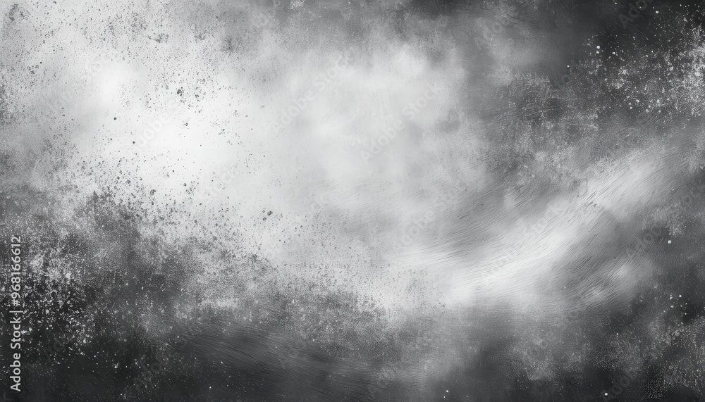 Poster Abstract Ethereal Fog. Soft Gradient of Misty Grayscale Textures with Subtle Splatter and Brushstroke Details Blending into a Dreamlike, Light-Infused Cloudscape
