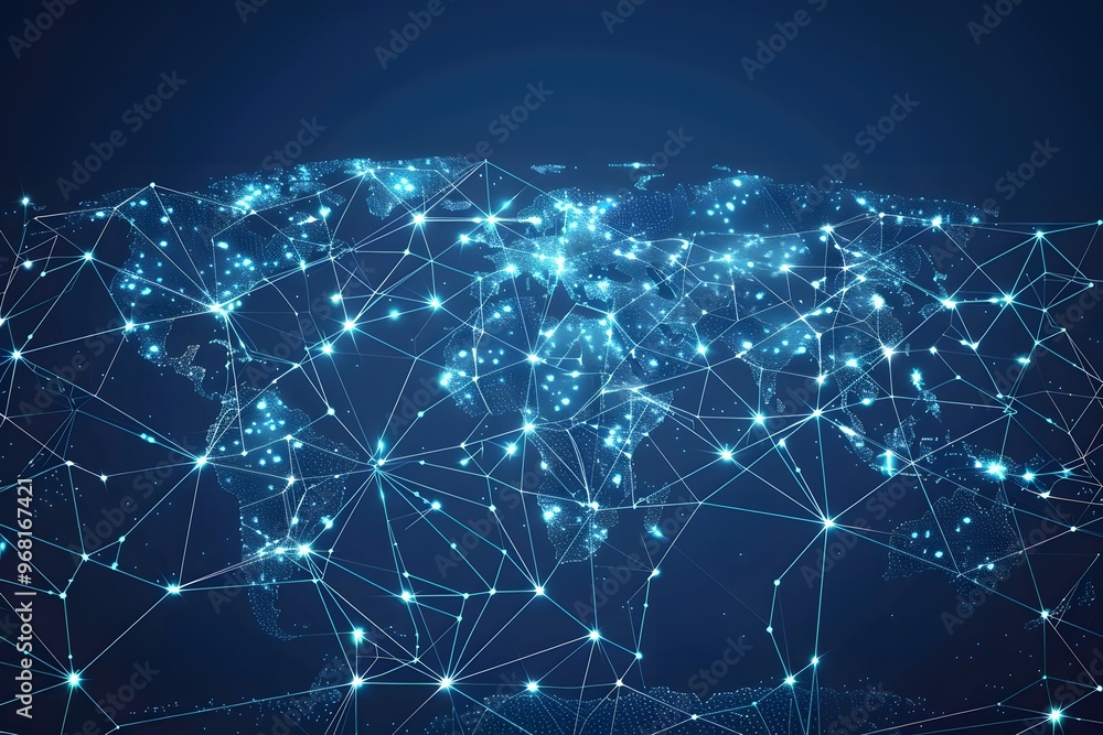 Aufkleber global network visualization: a digital map of connectivity