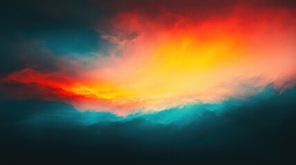 Fototapeta premium A blurry background, a digital painting, abstract illusionism, ocean blue, raven black, beige sand, and fiery crimson, gradient and patterns wallpaper, grainy poster art, mint blue and electric yellow