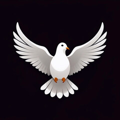 Obraz premium White dove of peace on a dark background. Peace dove logo icon design. Peace antiwar symbol art. International Peace Day banner card design