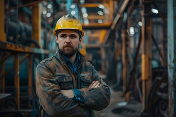 Determined Worker in Industrial Setting