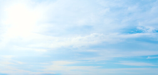Sky with clouds in light blue and white pastel colors