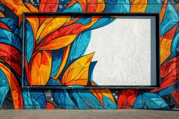 Blank Billboard with Graffiti Art Border