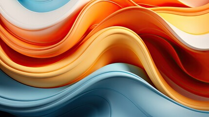 Abstract wavy design in blue, orange, and yellow