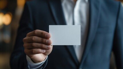Businessman Holding Blank Card