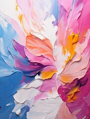Abstract art in pink, blue & yellow