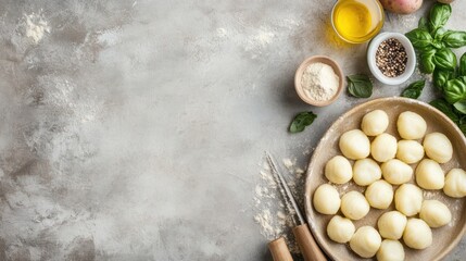 Potato Dumplings, Gnocchi, with Ingredients for Cooking