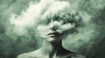 Cloud-Masked Identity Mysterious Figure: A human form shrouded in mist, symbolizing mystery, enigma, or the unknown.suggesting spirituality, dreams, or fantasy.