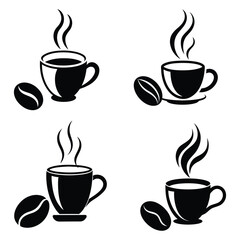 Coffee cups vector set. Coffee tea drink logo idea. Cup logo idea