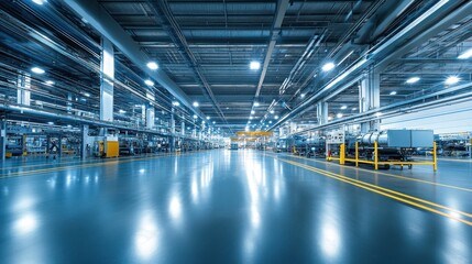 Fototapeta premium Industrial Facility Interior: A Look Inside a Modern Manufacturing Plant