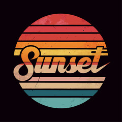sunset t-shirt design vactor.