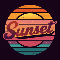 sunset t-shirt design vactor.