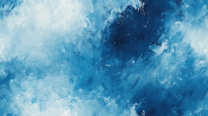 Abstract artistic painting featuring winter and cool blue shades ideal for design and decoration during the cold season