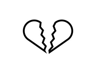 壊れた幾何学的ハートマーク：黒線
