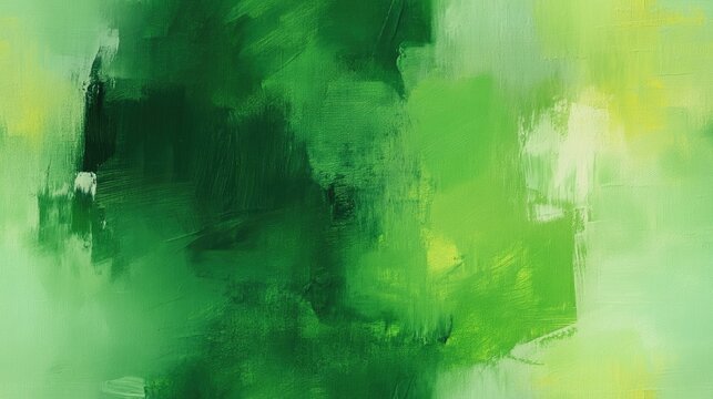 Abstract art featuring various shades of green combines abstract elements with an emphasis on green hues